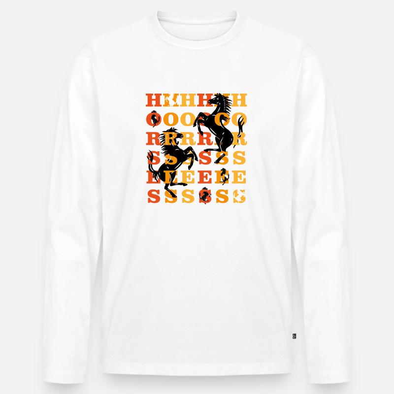 Pferde - Männer Premium Bio Langarmshirt - Weiß