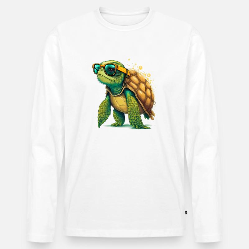 Turtle old - Männer Premium Bio Langarmshirt - Weiß