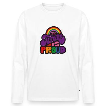 The future is proud - schwarz - Männer Premium Bio Langarmshirt - Weiß - Vorne - Nico (187cm)