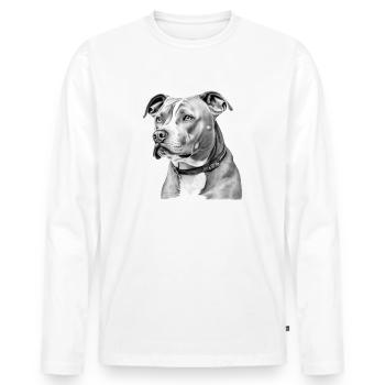 Zion the pit bull - Men's Premium Organic Long Sleeve Shirt - white - Front - Nico (187cm)