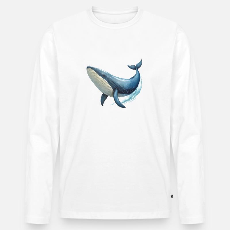 Wal im Wasser - Männer Premium Bio Langarmshirt - Weiß