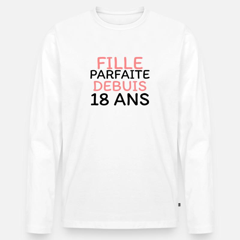 Perfektes Mädchen seit 18 Jahren - Männer Premium Bio Langarmshirt - Weiß
