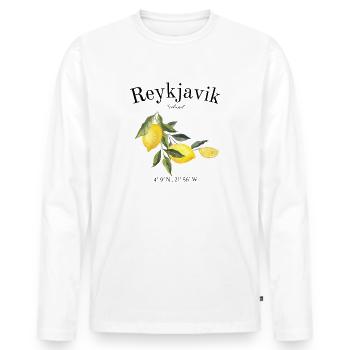 Reykjavik - Iceland - Nordatlantik - Geschenk - Männer Premium Bio Langarmshirt - Weiß - Vorne - Nico (187cm)