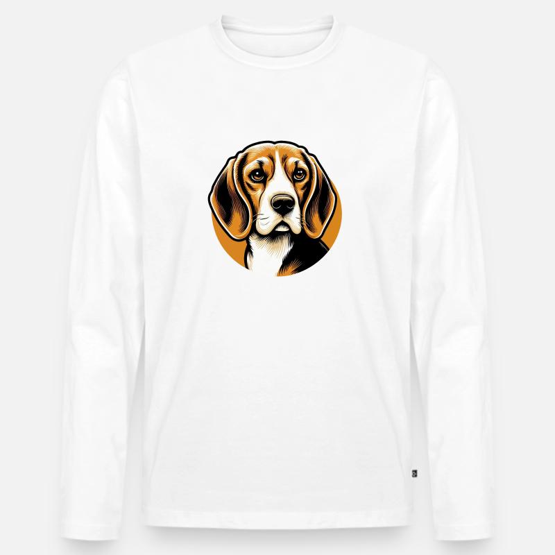 Beagle Hundekopf - Männer Premium Bio Langarmshirt - Weiß