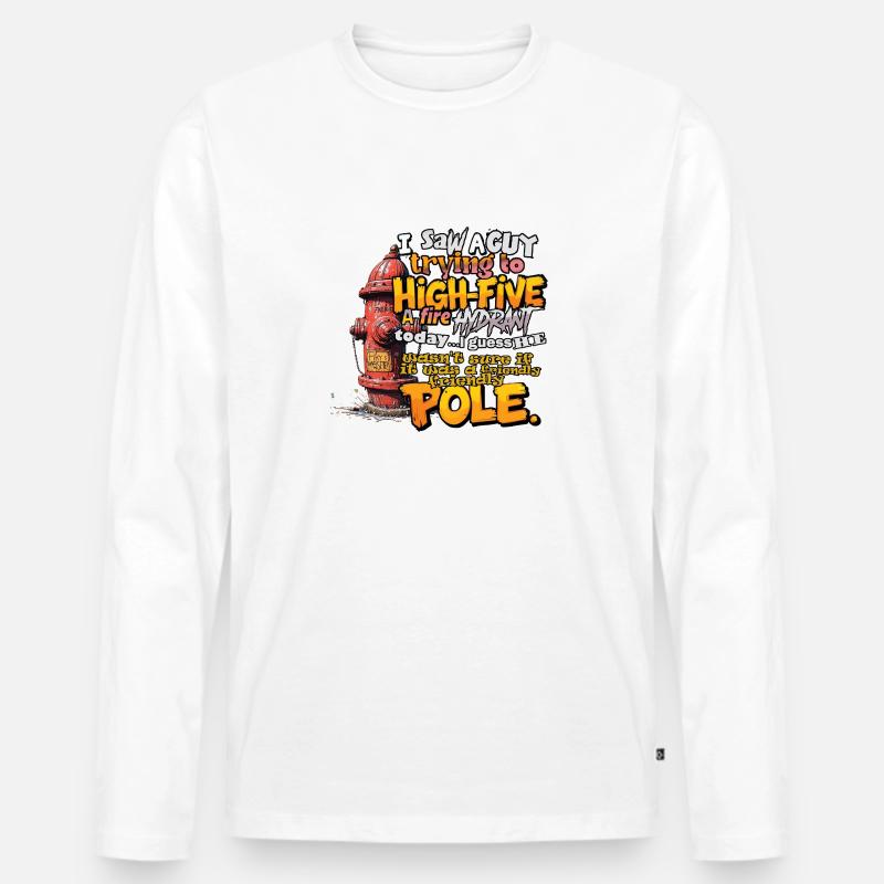 High Five an einem Hydranten - Männer Premium Bio Langarmshirt - Weiß