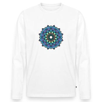 Fleur de mandala - T-shirt manches longues Premium bio Homme - blanc - Devant - Nico (187cm)