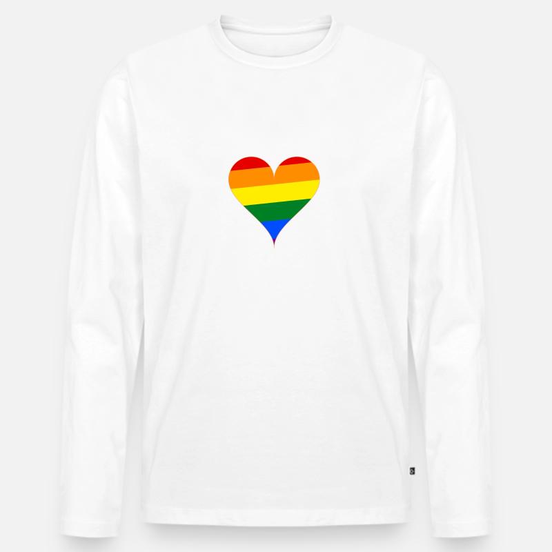Rainbowheart - Männer Premium Bio Langarmshirt - Weiß