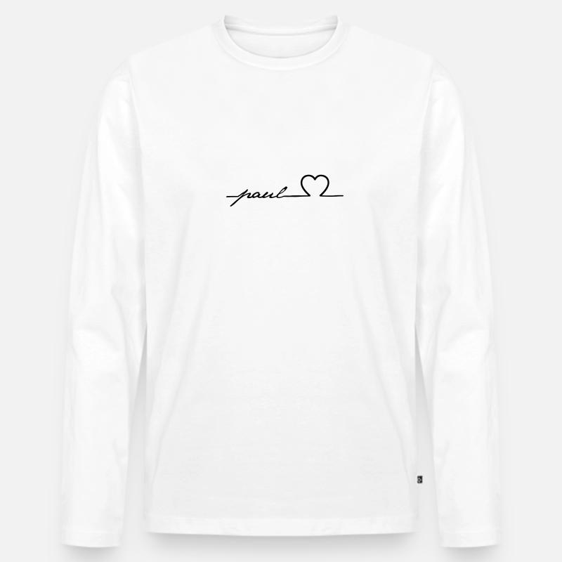 paul - Männer Premium Bio Langarmshirt - Weiß