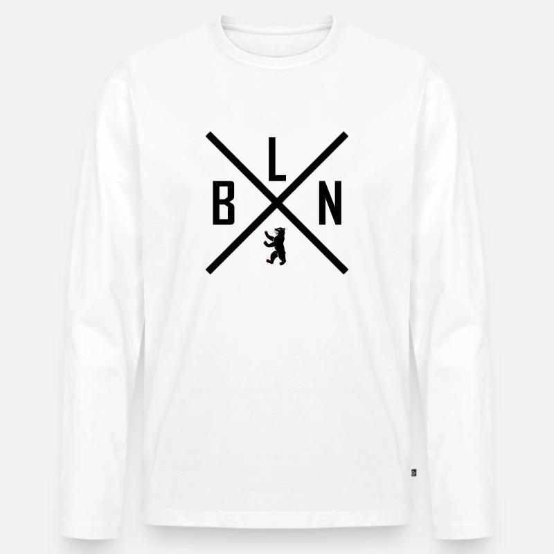 Berlin - Männer Premium Bio Langarmshirt - Weiß