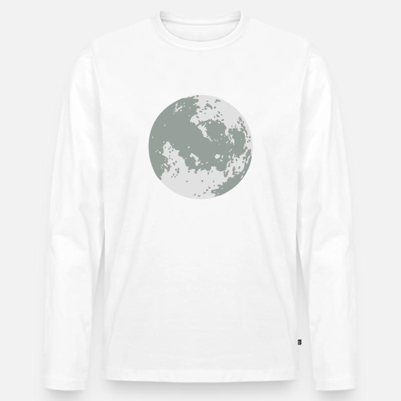 Mond/ Moon (2c) - Männer Premium Bio Langarmshirt - Weiß