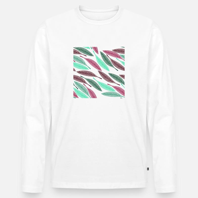 Herbst fallende Blätter - Männer Premium Bio Langarmshirt - Weiß