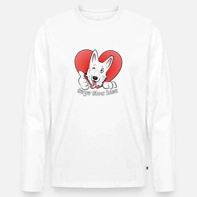 Berger Blanc Suisse - Männer Premium Bio Langarmshirt - Weiß