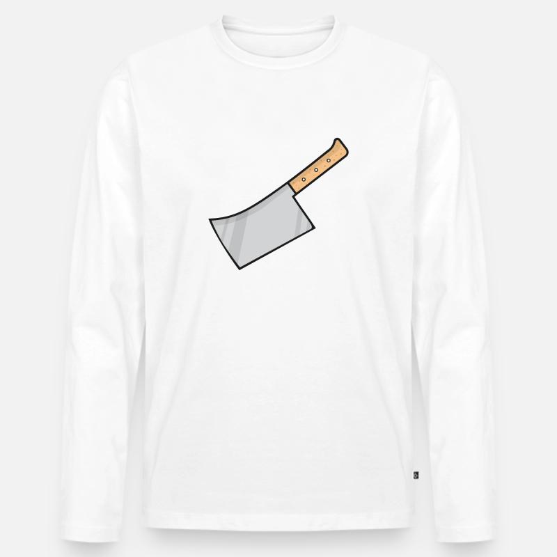 Fleischmesser - Männer Premium Bio Langarmshirt - Weiß