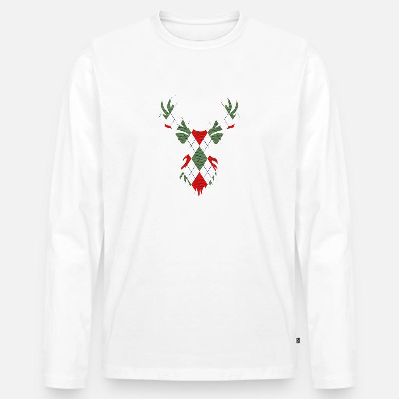 Doppelbelichtung Hirsch - Männer Premium Bio Langarmshirt - Weiß
