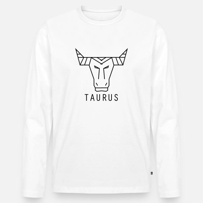 Stier - Männer Premium Bio Langarmshirt - Weiß
