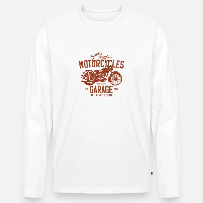 Klassischer Motor - Männer Premium Bio Langarmshirt - Weiß