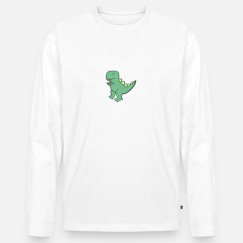 T-Rex - Männer Premium Bio Langarmshirt - Weiß