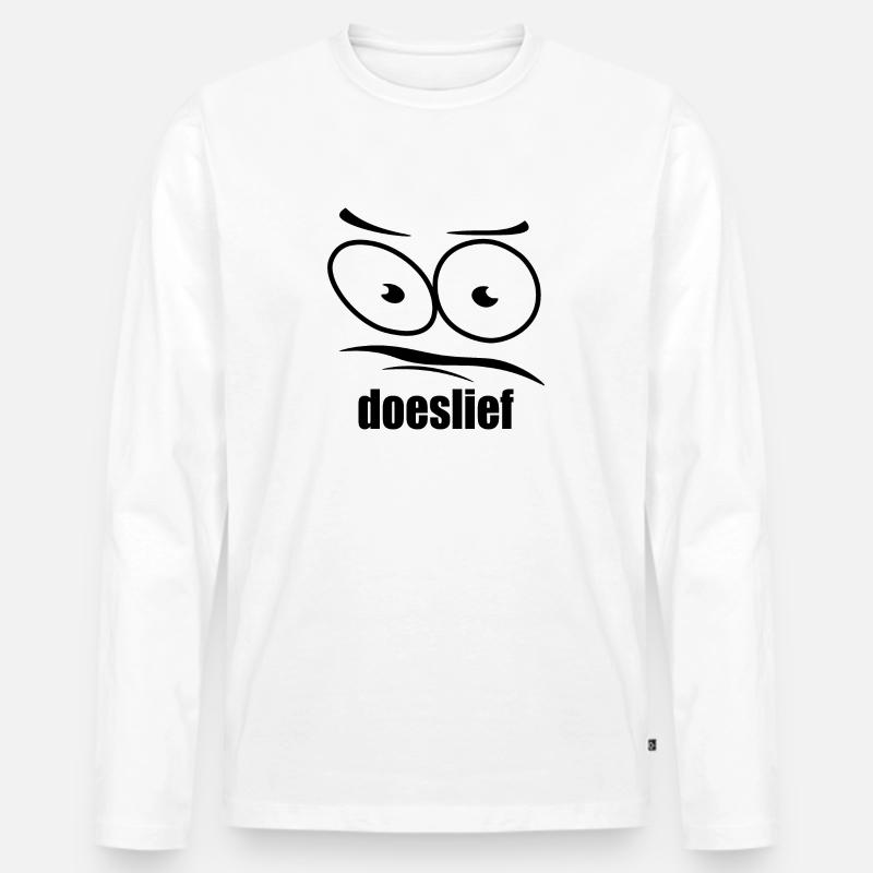 doeslief flehende Augen mit Fragezeichen-Blick - Männer Premium Bio Langarmshirt - Weiß