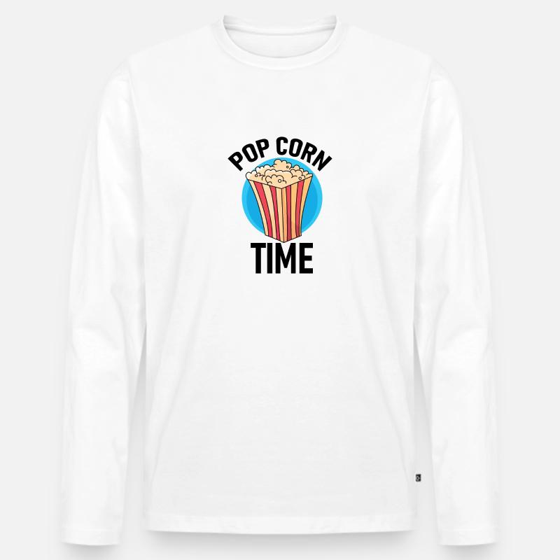 Popcorn Time! - Männer Premium Bio Langarmshirt - Weiß