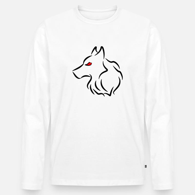Der Wolf - Männer Premium Bio Langarmshirt - Weiß