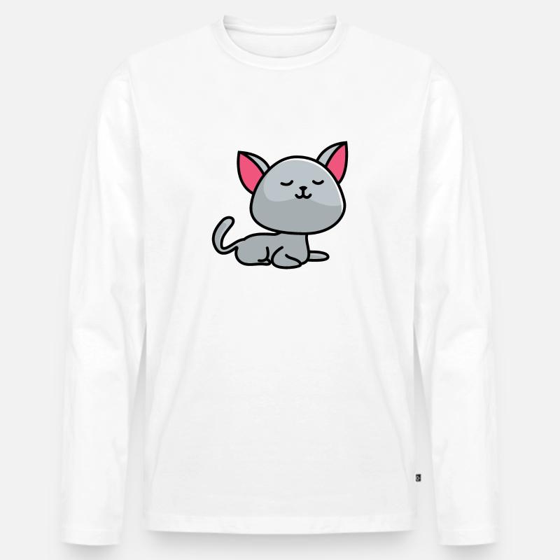Eingebildete britisch Kurzhaar Katze - Männer Premium Bio Langarmshirt - Weiß