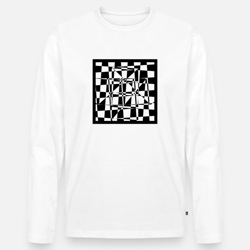 Schachbrett modifiziert, auf weiss - Männer Premium Bio Langarmshirt - Weiß