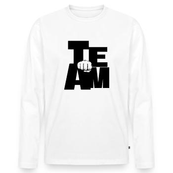 Votre équipe - T-shirt manches longues Premium bio Homme - blanc - Devant - Nico (187cm)