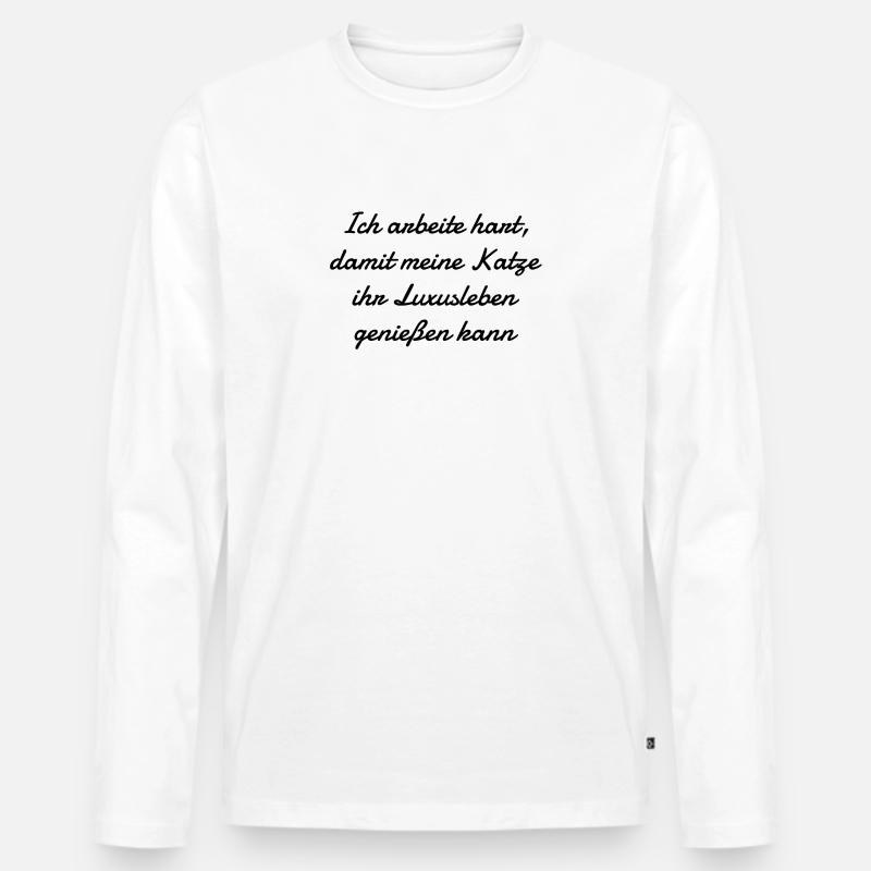 katze - Luxusleben einer Katze - Männer Premium Bio Langarmshirt - Weiß