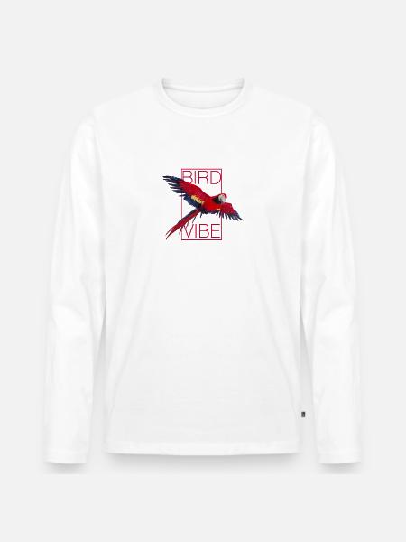 Red Parrot - BIRD VIBE - Men's Premium Organic Long Sleeve Shirt - white