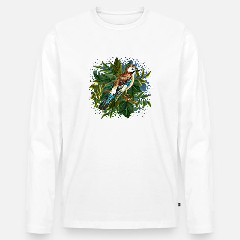 Bunter Vogel - Männer Premium Bio Langarmshirt - Weiß
