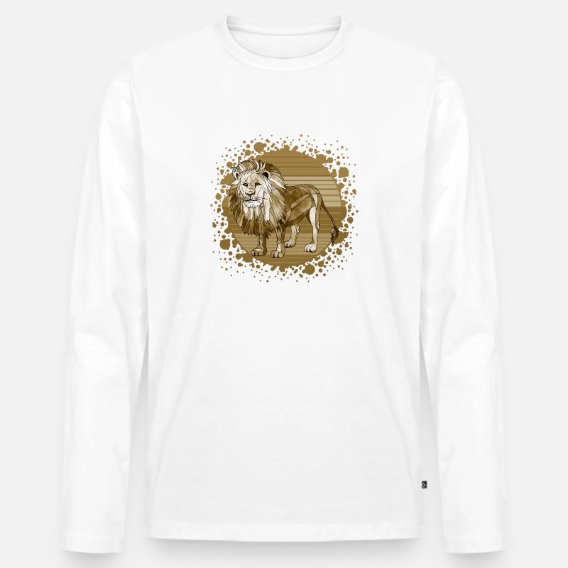 Löwe - Männer Premium Bio Langarmshirt - Weiß