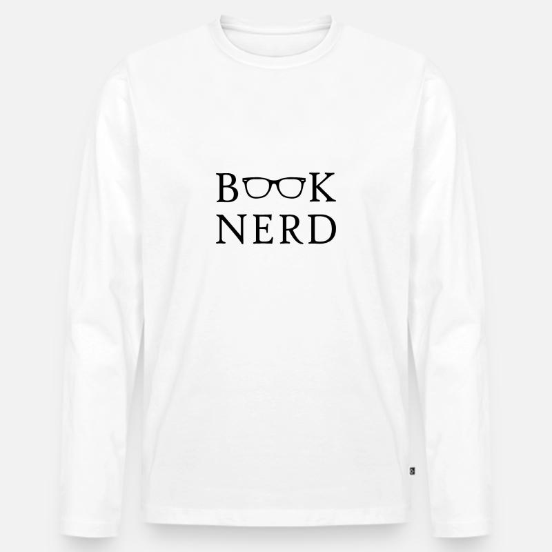 Buch Nerd - Männer Premium Bio Langarmshirt - Weiß