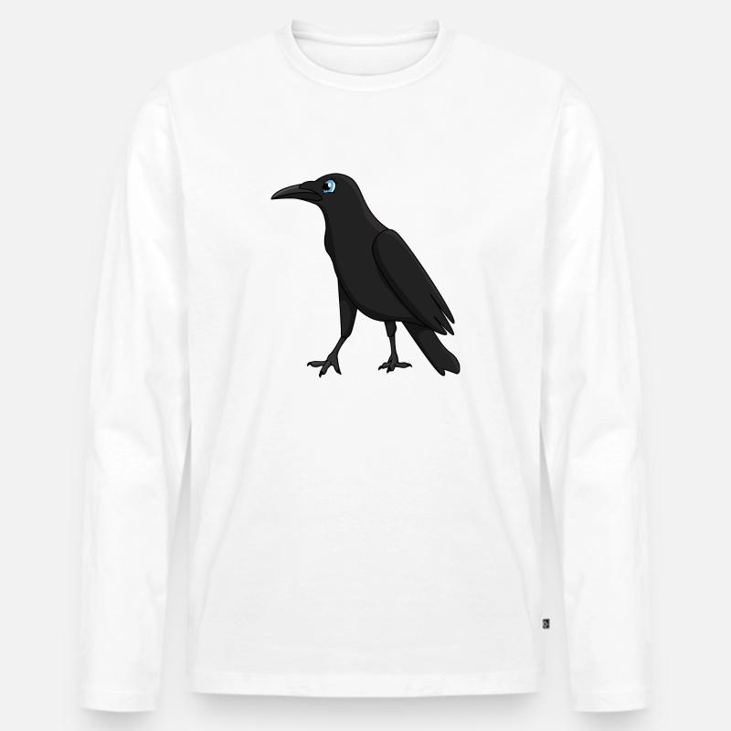 Krähe - Männer Premium Bio Langarmshirt - Weiß