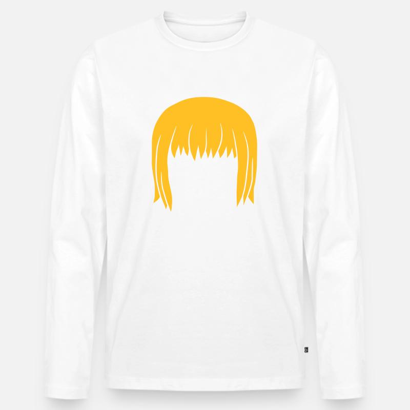 Kopf Blonde Bobfrisur Bob - Männer Premium Bio Langarmshirt - Weiß