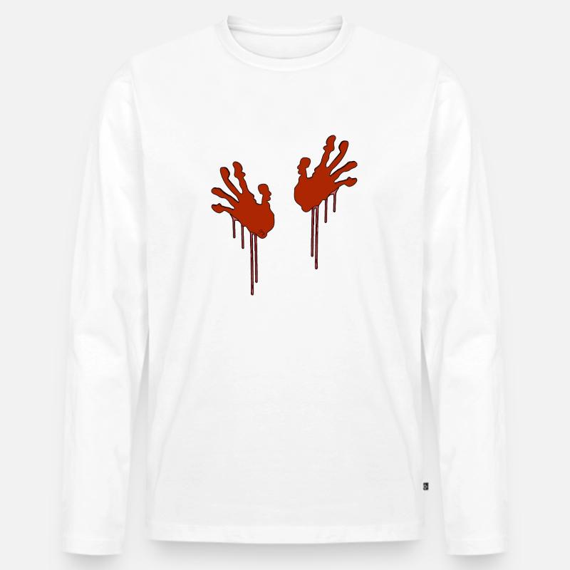blutige Hände - Männer Premium Bio Langarmshirt - Weiß