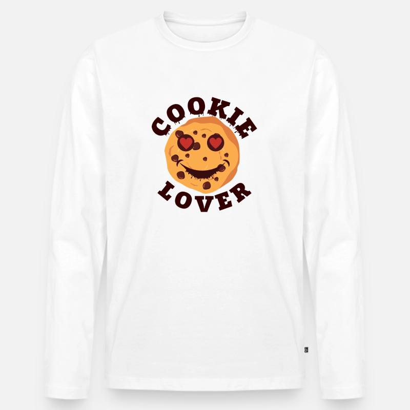 Cookie Lover - Schokoladenstückchen - Männer Premium Bio Langarmshirt - Weiß