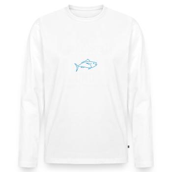 Ich muss garnichts auser sterben und meinen Diskus - Männer Premium Bio Langarmshirt - Weiß - Vorne - Nico (187cm)