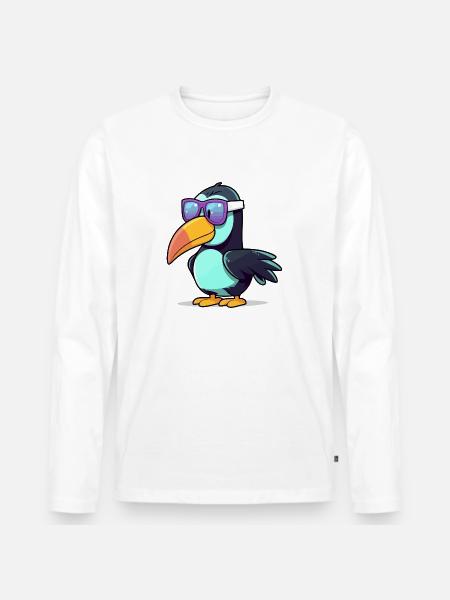Hob the toucan - Men's Premium Organic Long Sleeve Shirt - white