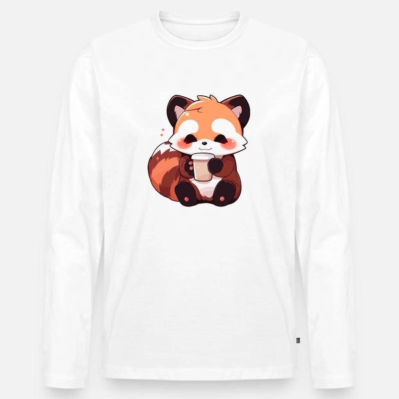 Roter Panda - Männer Premium Bio Langarmshirt - Weiß