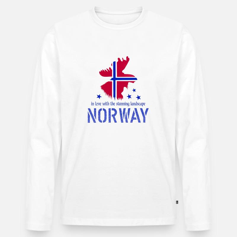 Norwegen Norge - Männer Premium Bio Langarmshirt - Weiß