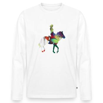 équitation,équitation,course,équitation,équitation - T-shirt manches longues Premium bio Homme - blanc - Devant - Nico (187cm)
