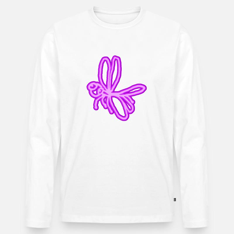 Neon Libelle - Männer Premium Bio Langarmshirt - Weiß