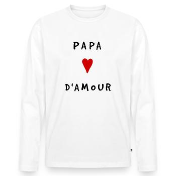 Papa D'Amour - Männer Premium Bio Langarmshirt - Weiß - Vorne - Nico (187cm)