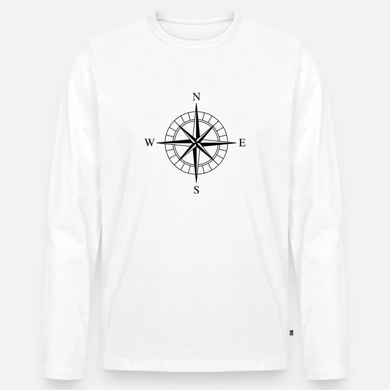 Kompass - Männer Premium Bio Langarmshirt - Weiß