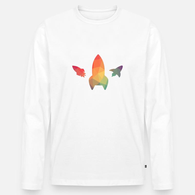 Raketen T-Shirt Geschenkidee - Männer Premium Bio Langarmshirt - Weiß