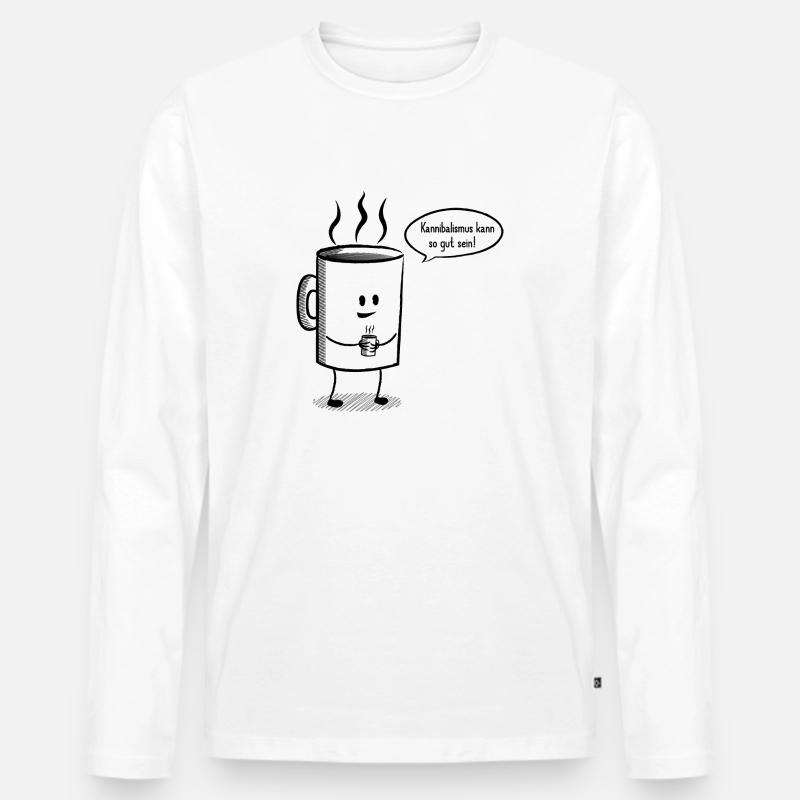 Kanniballisimo - Kaffee schwarz - Männer Premium Bio Langarmshirt - Weiß