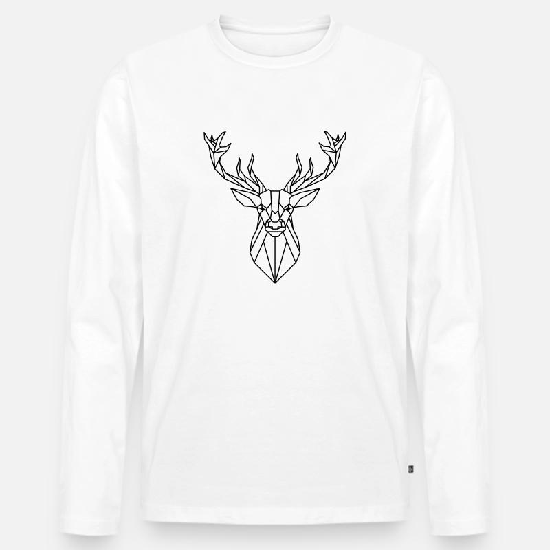 Geometrische Hirsche - Männer Premium Bio Langarmshirt - Weiß