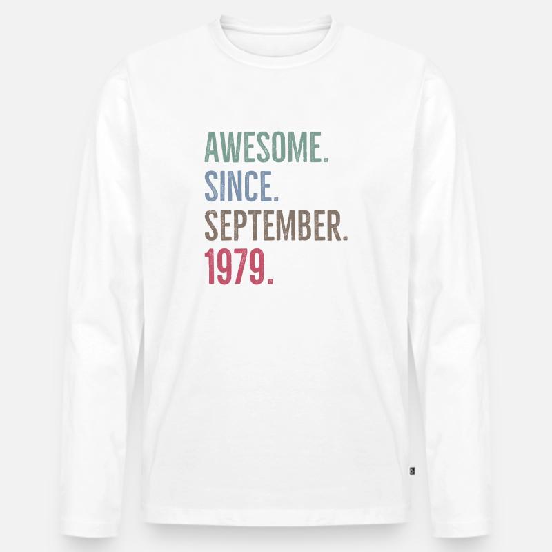 Awesome seit September 1979 - Männer Premium Bio Langarmshirt - Weiß