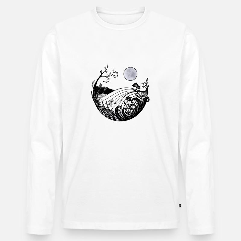 Vollmondlandschaft - Männer Premium Bio Langarmshirt - Weiß