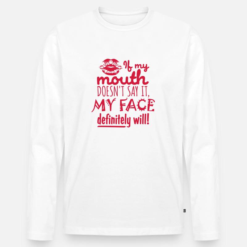 my face definitely will - Männer Premium Bio Langarmshirt - Weiß